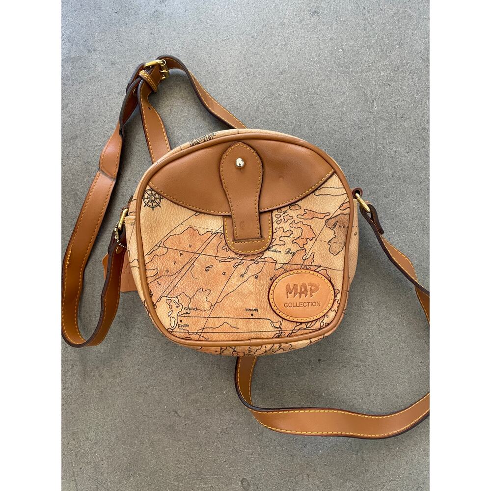 MAP Collection Map Print Crossbody Bag Tan Mini Travel Purse